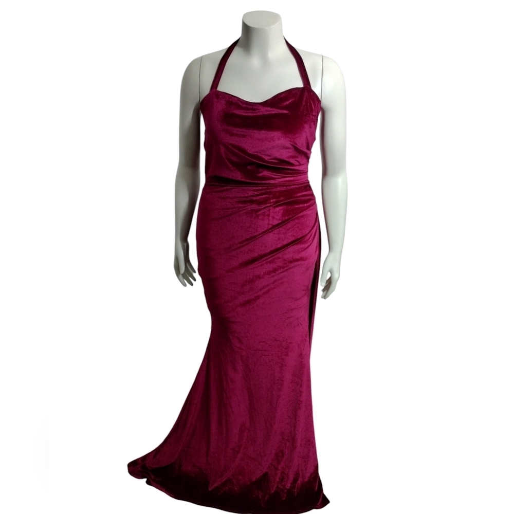 Crushed Velvet Womens Large Whimsigoth Witchy Vampire Prom Maxi Dress